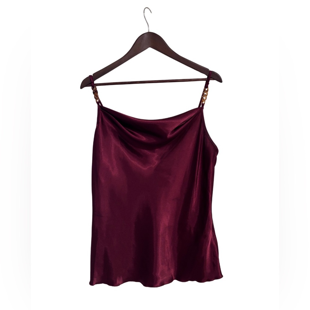 Red Satin Feel Tank with Tortoise Strap